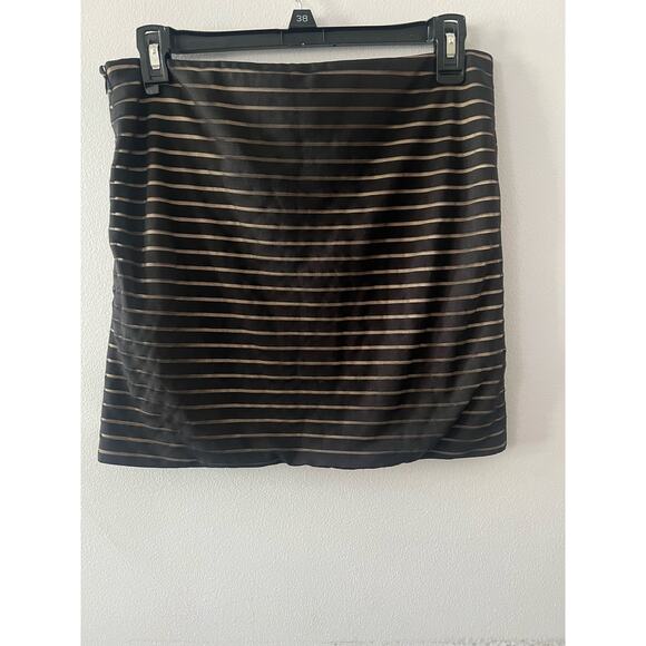 Forever 21 Skirt Women's Medium Black Cream Striped Mini Fitted Bodycon Twee - Picture 3 of 8